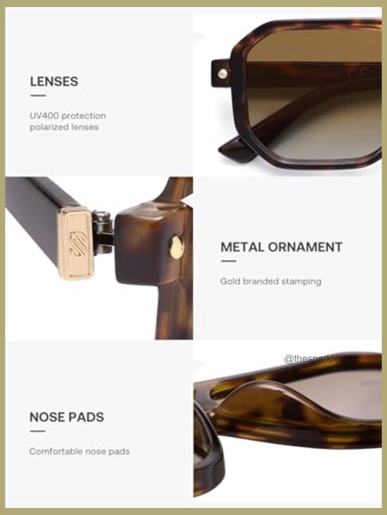 Retro Polarized Square Aviator Sunglasses UV400 Protection Unisex main image 6